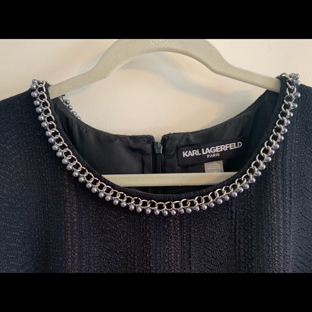 Like new Karl Lagerfeld black wool cocktail dress Sz 16